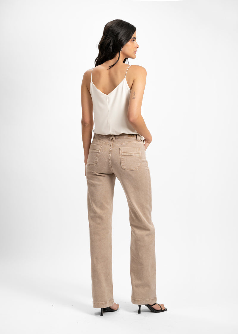 JEANS RECTO TIRO ALTO FRANCA beige