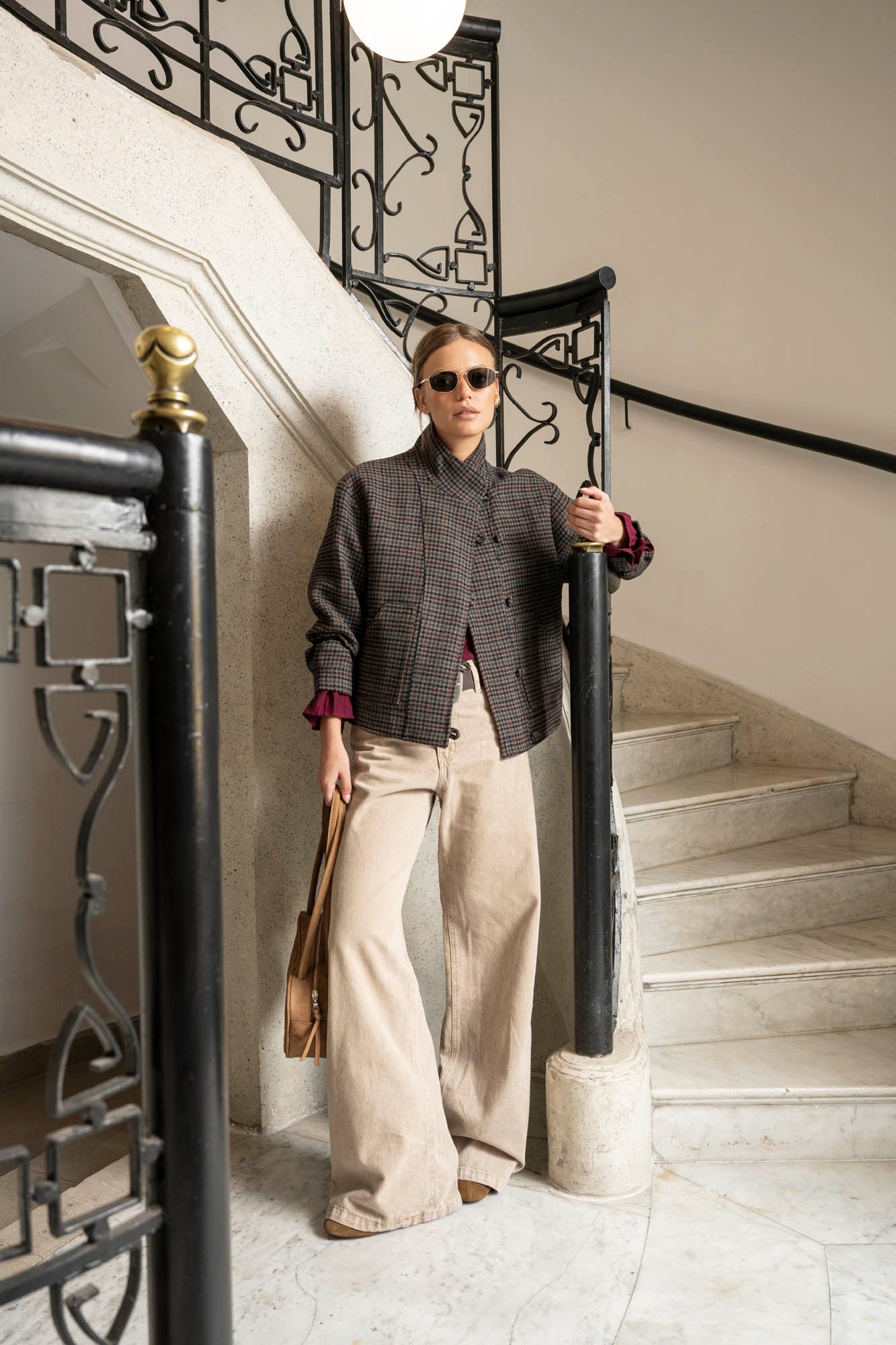 JEANS WIDE LEG TIRO ALTO JOSEFA beige