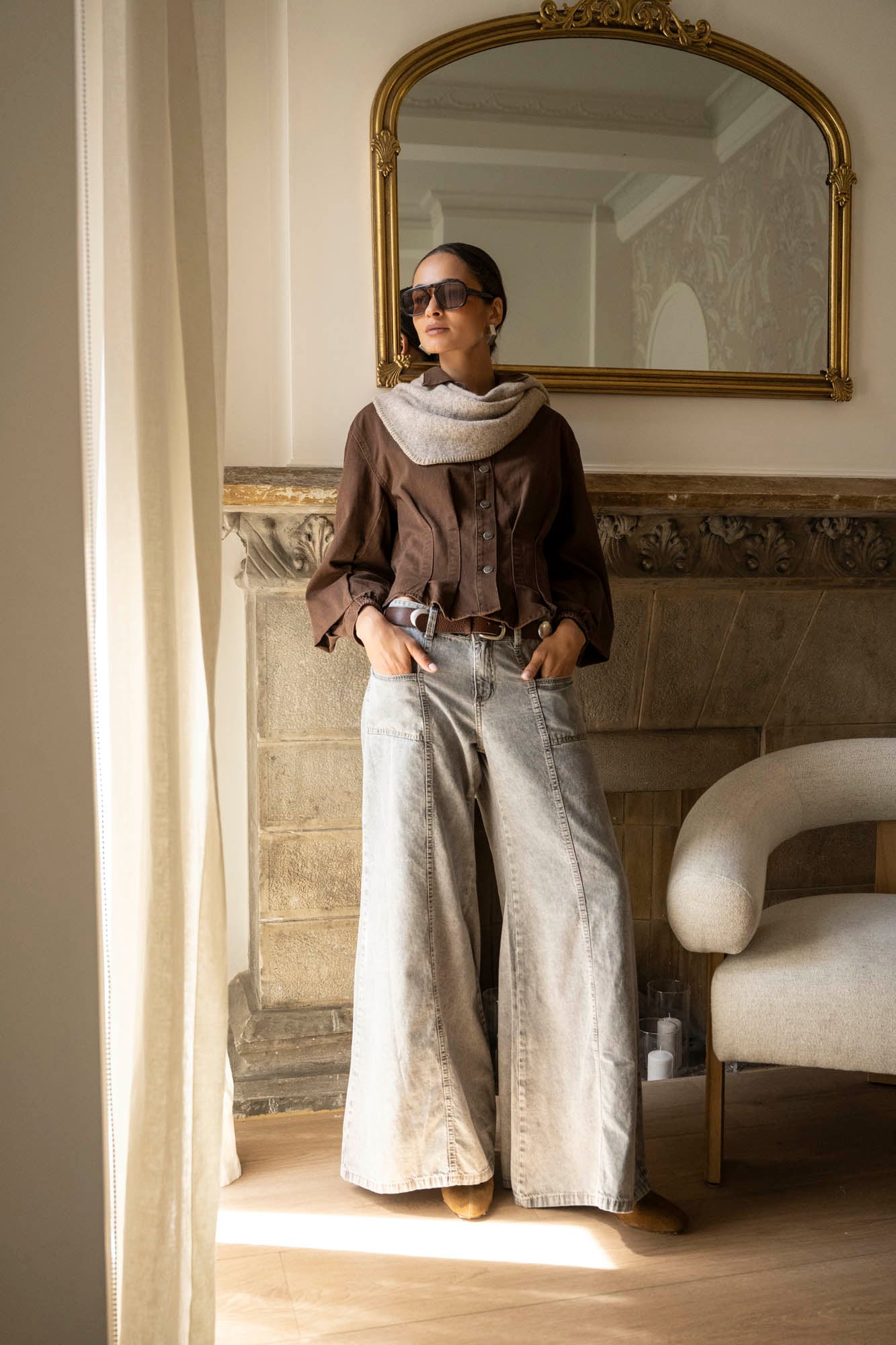 JEANS PALAZZO TIRO MEDIO ARIANNA gris