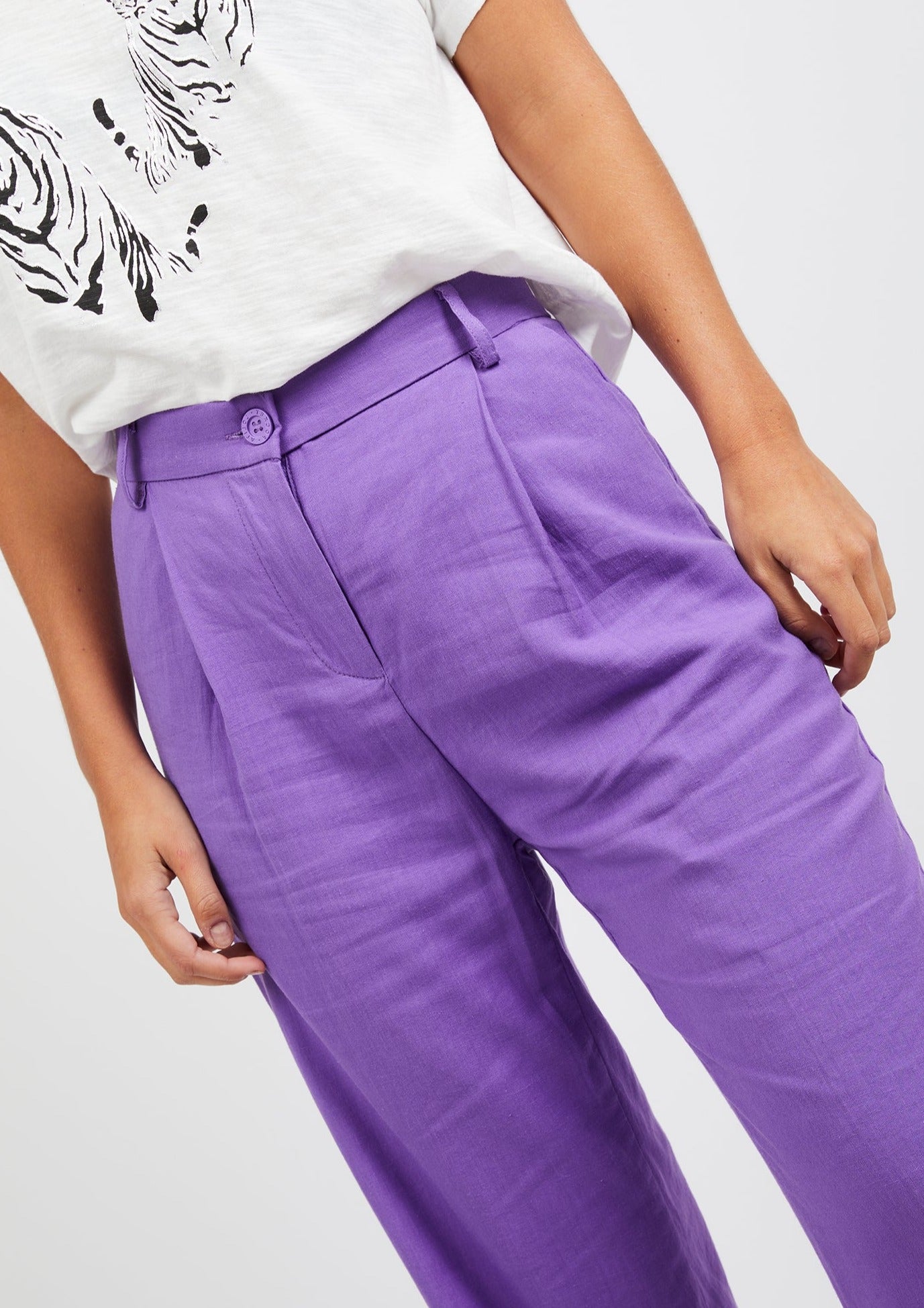 PANTALÓN VALERIA Lino morado