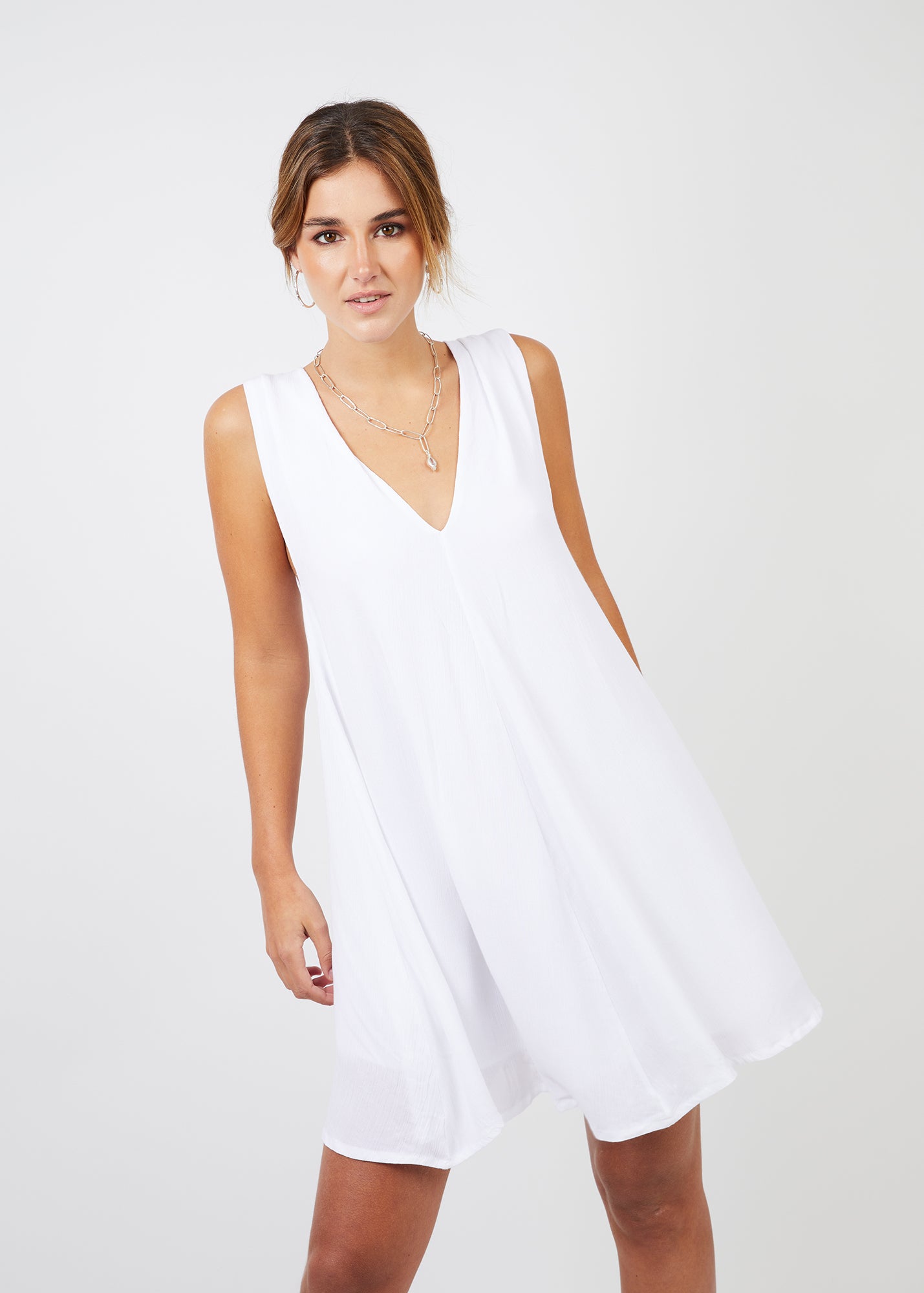 VESTIDO CELESTE blanco