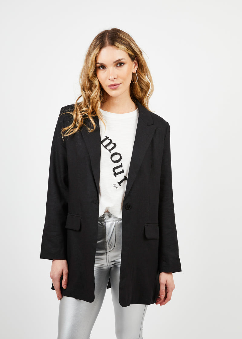 BLAZER AGUSTINA Lino  negro