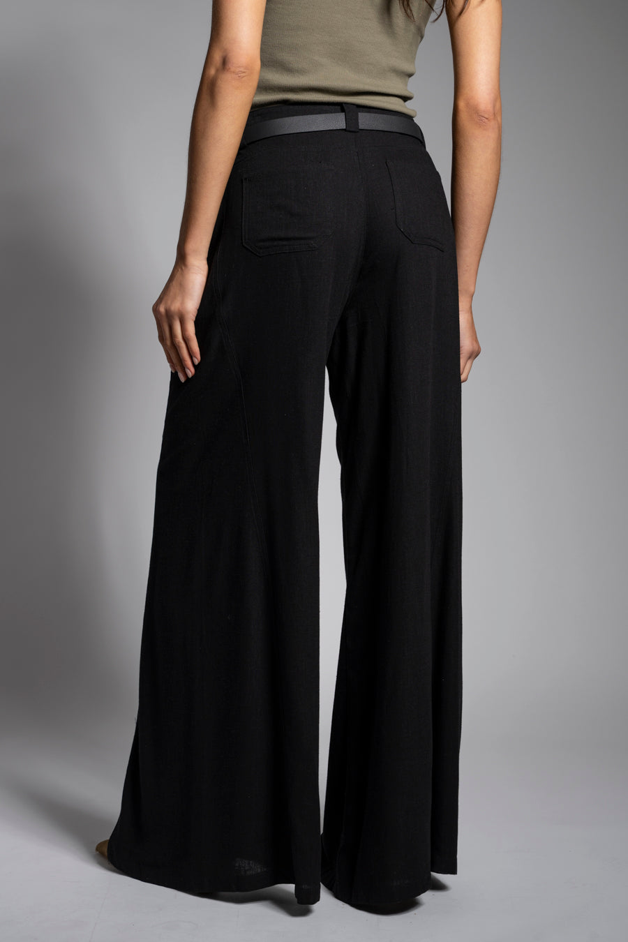 PANTALÓN ANNA TA Lino Tiro Alto negro