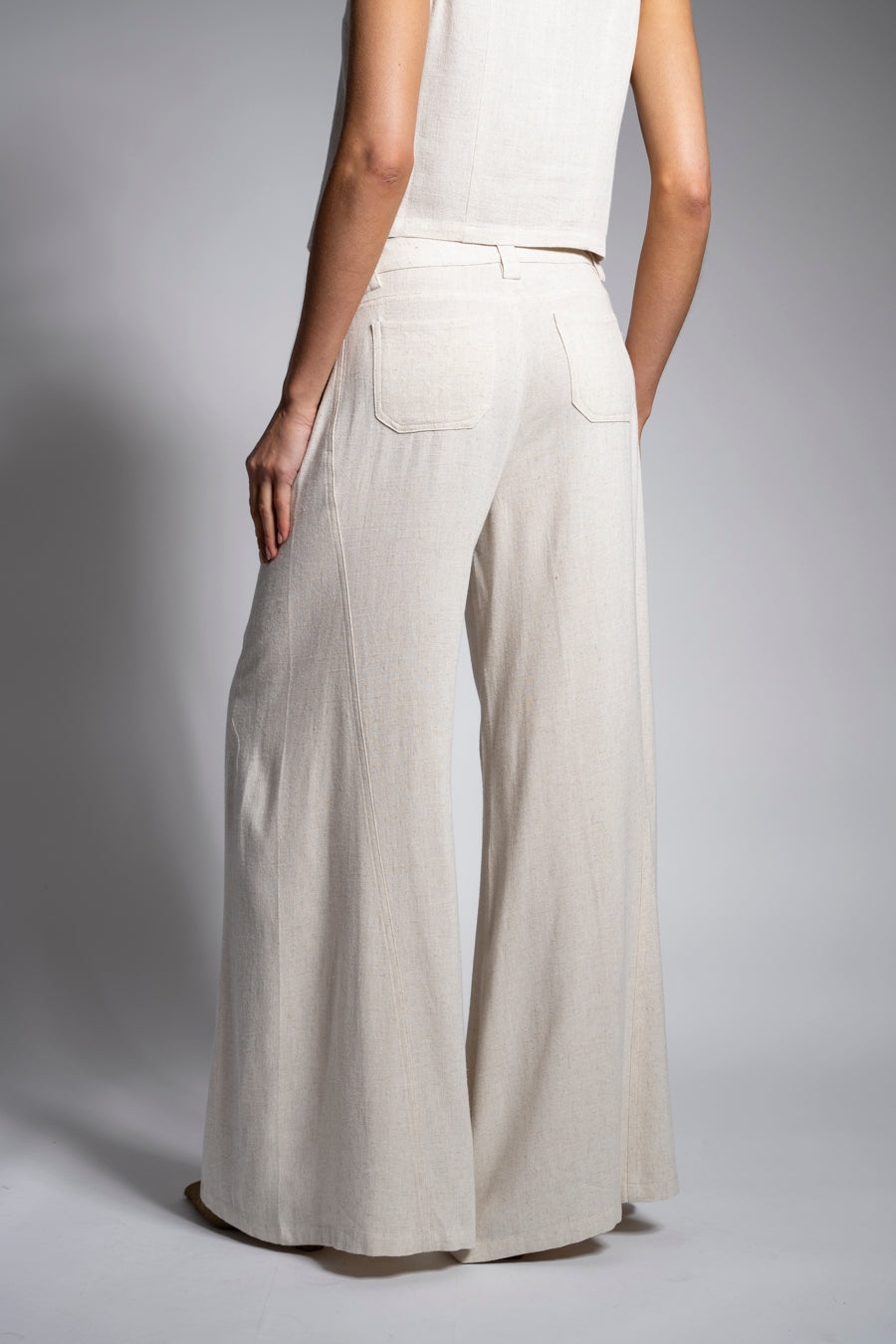 PANTALÓN ANNA TA Lino Tiro Alto arena