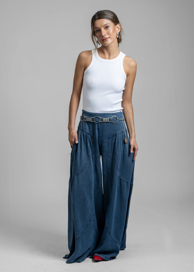 PANTALÓN FLO T Tencel azul denim