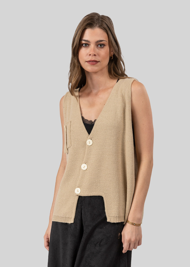 CHALECO LORENZA sin mangas - beige