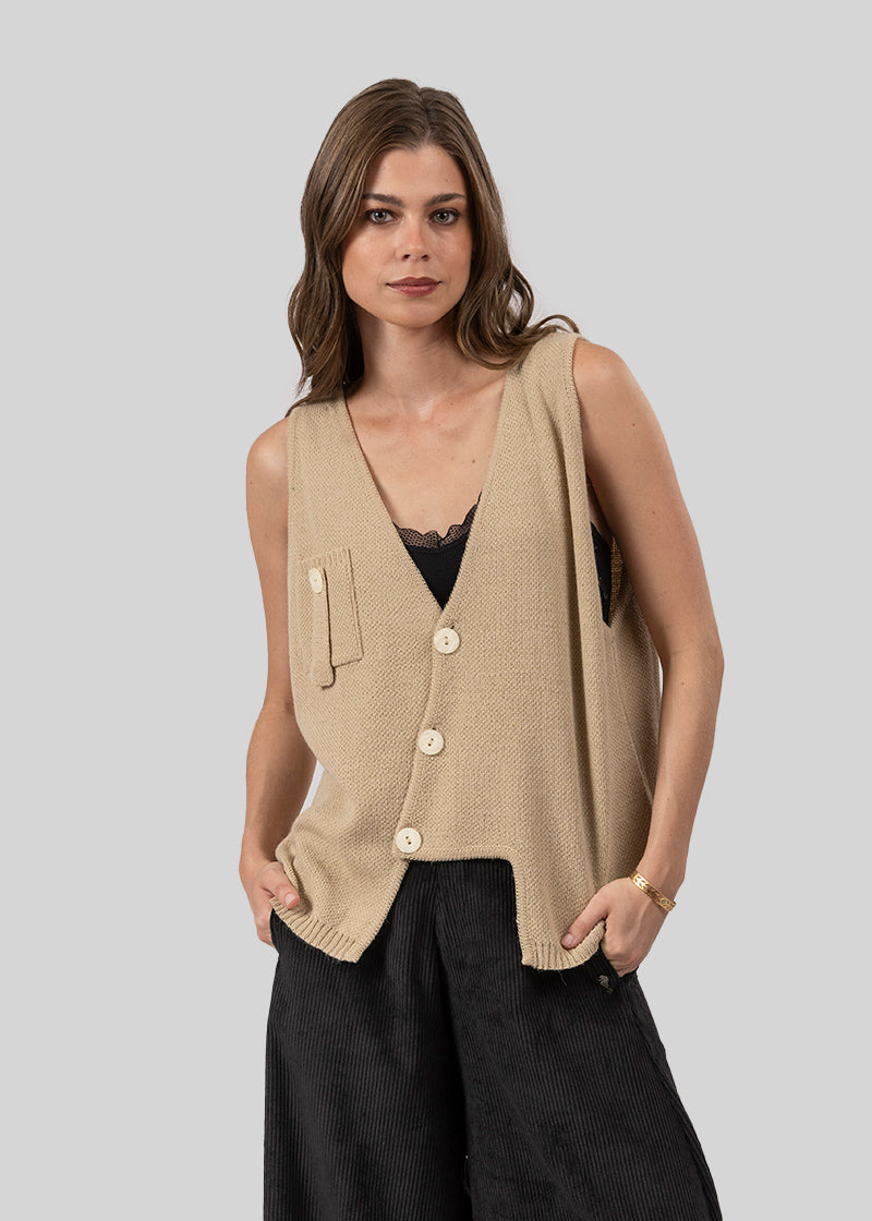 CHALECO LORENZA sin mangas - beige