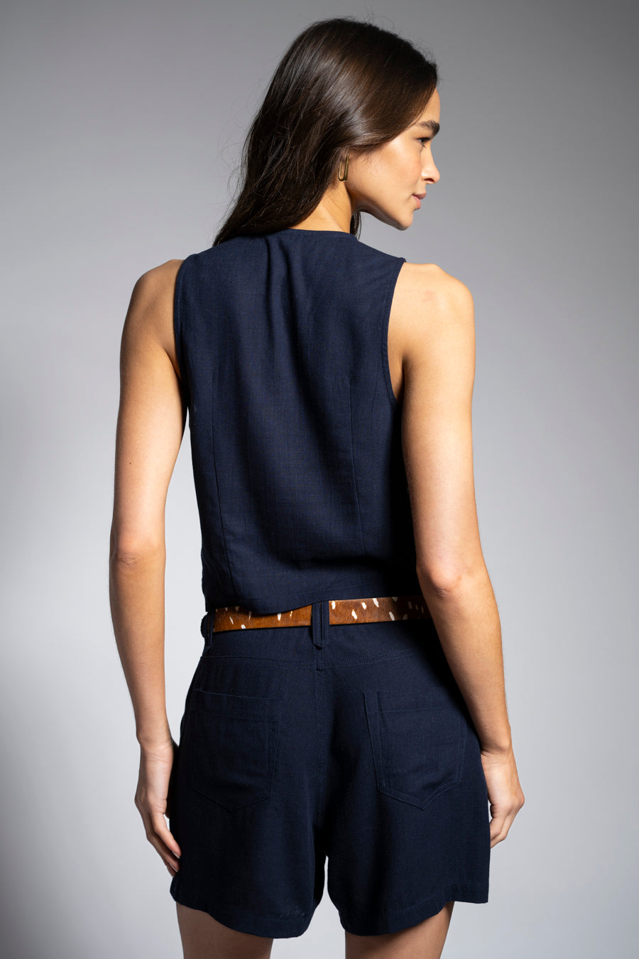 VEST PIPA Lino azul