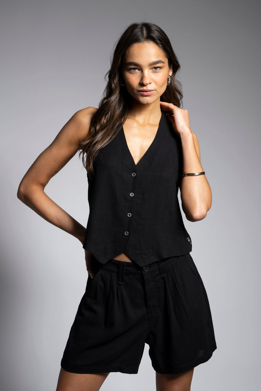 VEST PIPA Lino negro