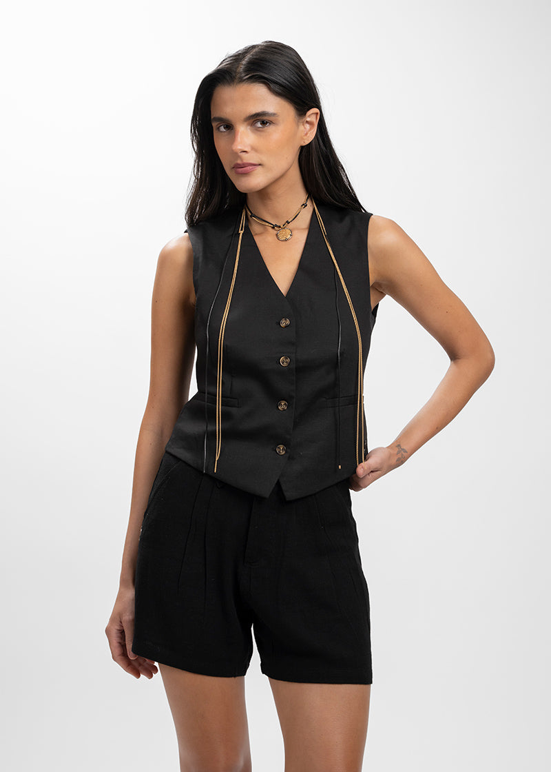 VEST AMANDA lino negro