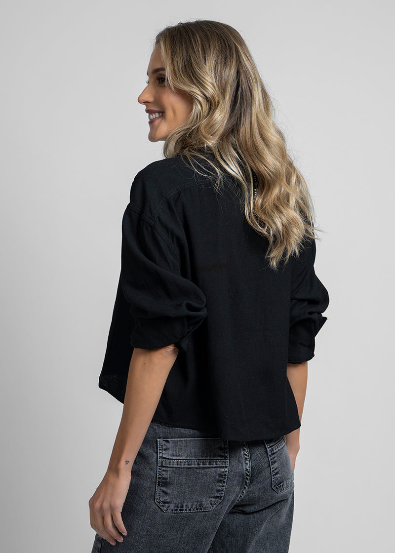 BLUSA MARÍA Lino negro