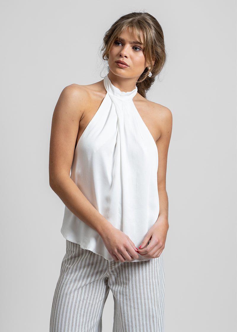 BLUSA SOFI Halter Tencel - blanco