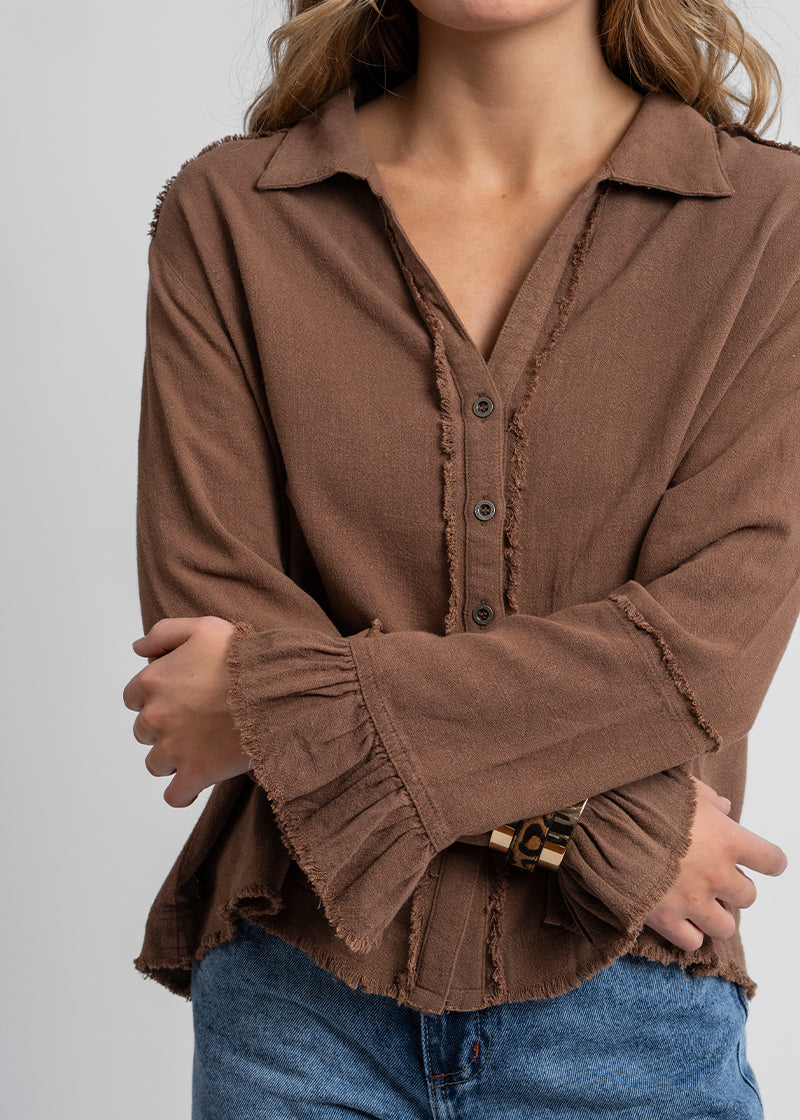 BLUSA SOLE Lino café