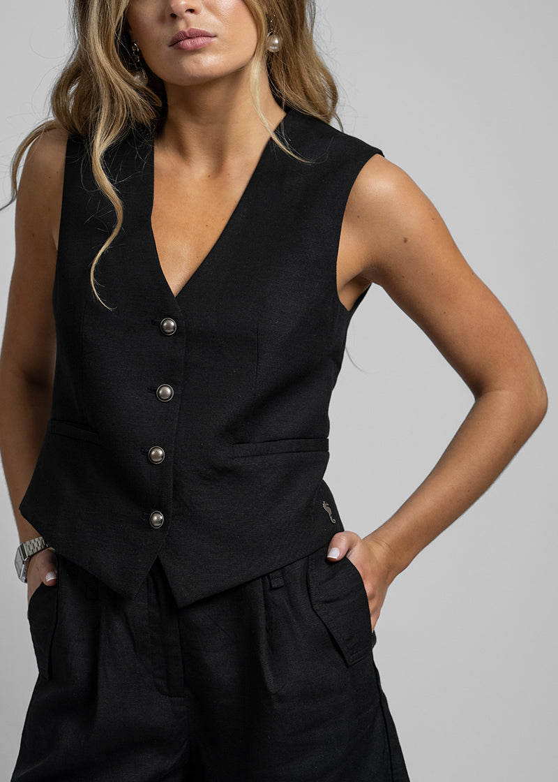 VEST AMANDA lino negro