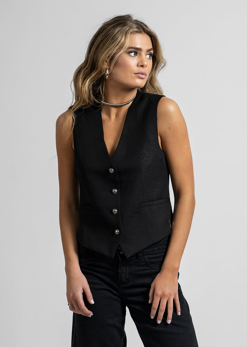 VEST AMANDA lino negro