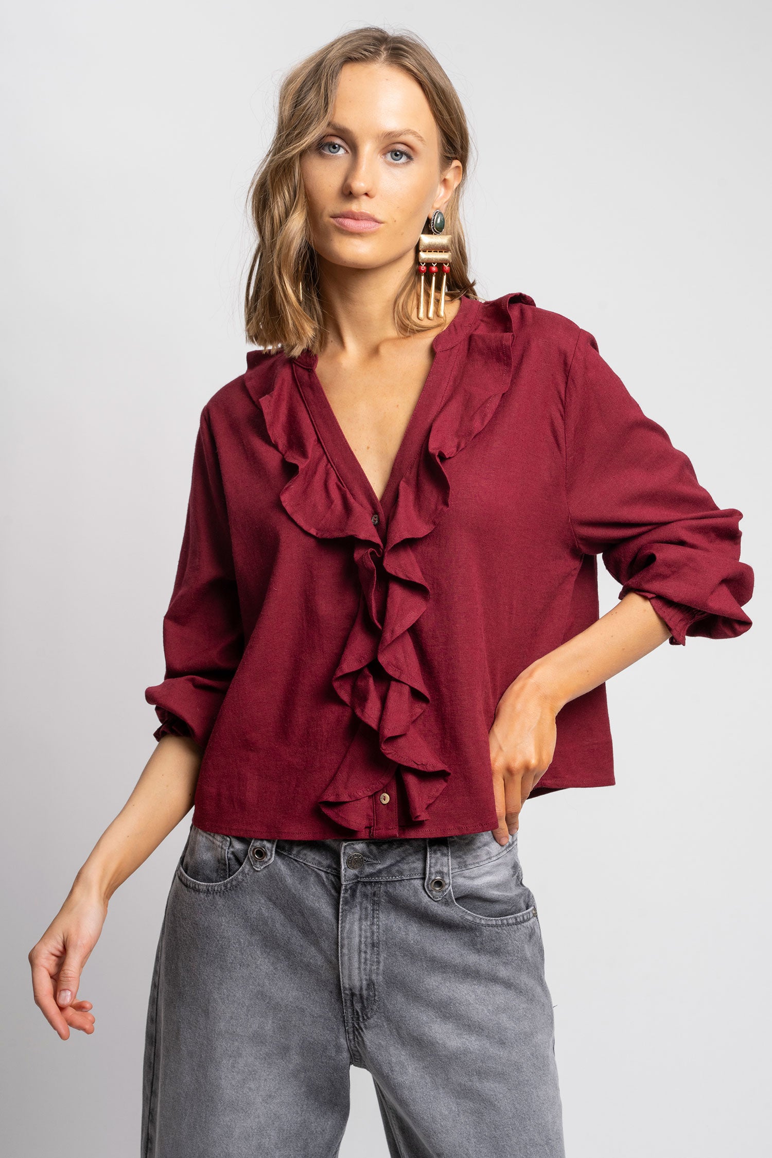 BLUSA ANTONIA burdeo