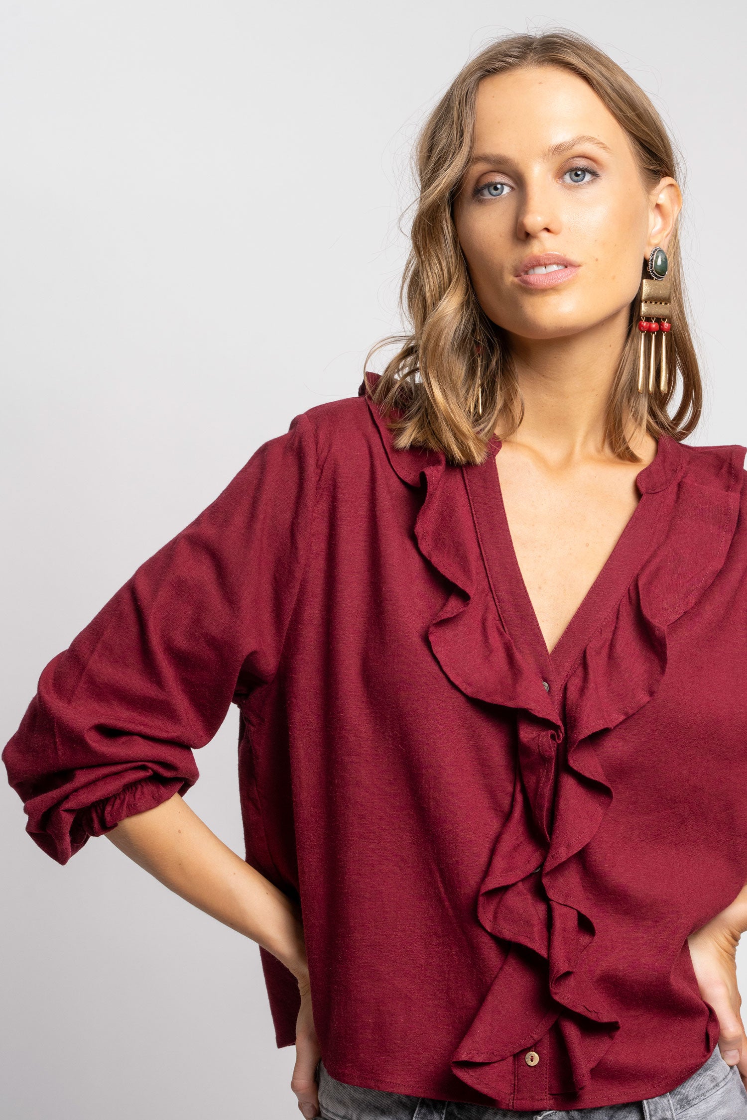 BLUSA ANTONIA burdeo