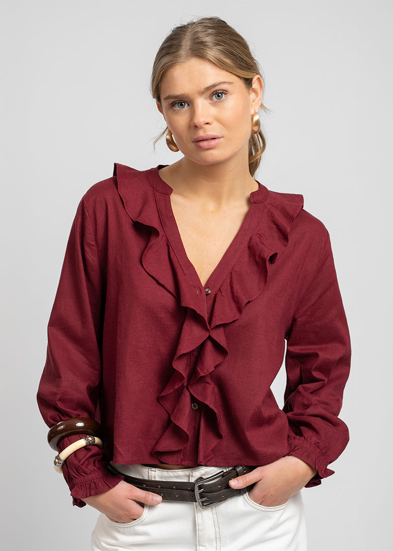 BLUSA ANTONIA burdeo