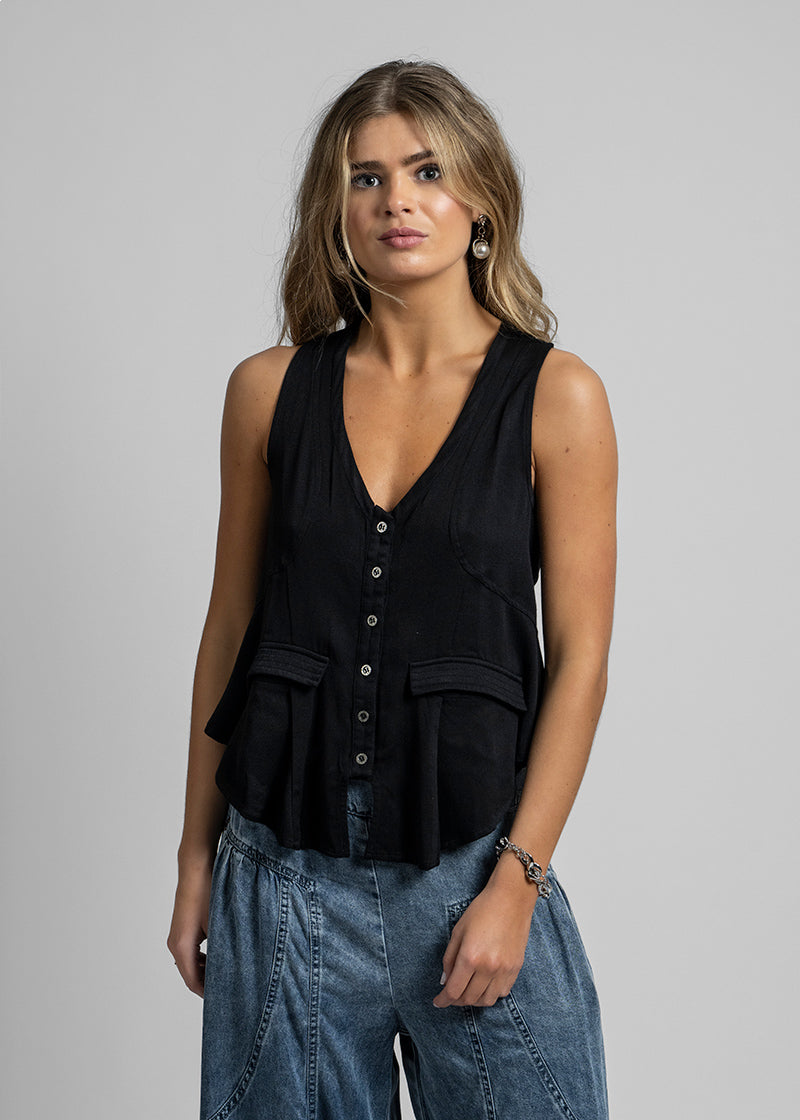 VEST HIPPIE JO Tencel negro