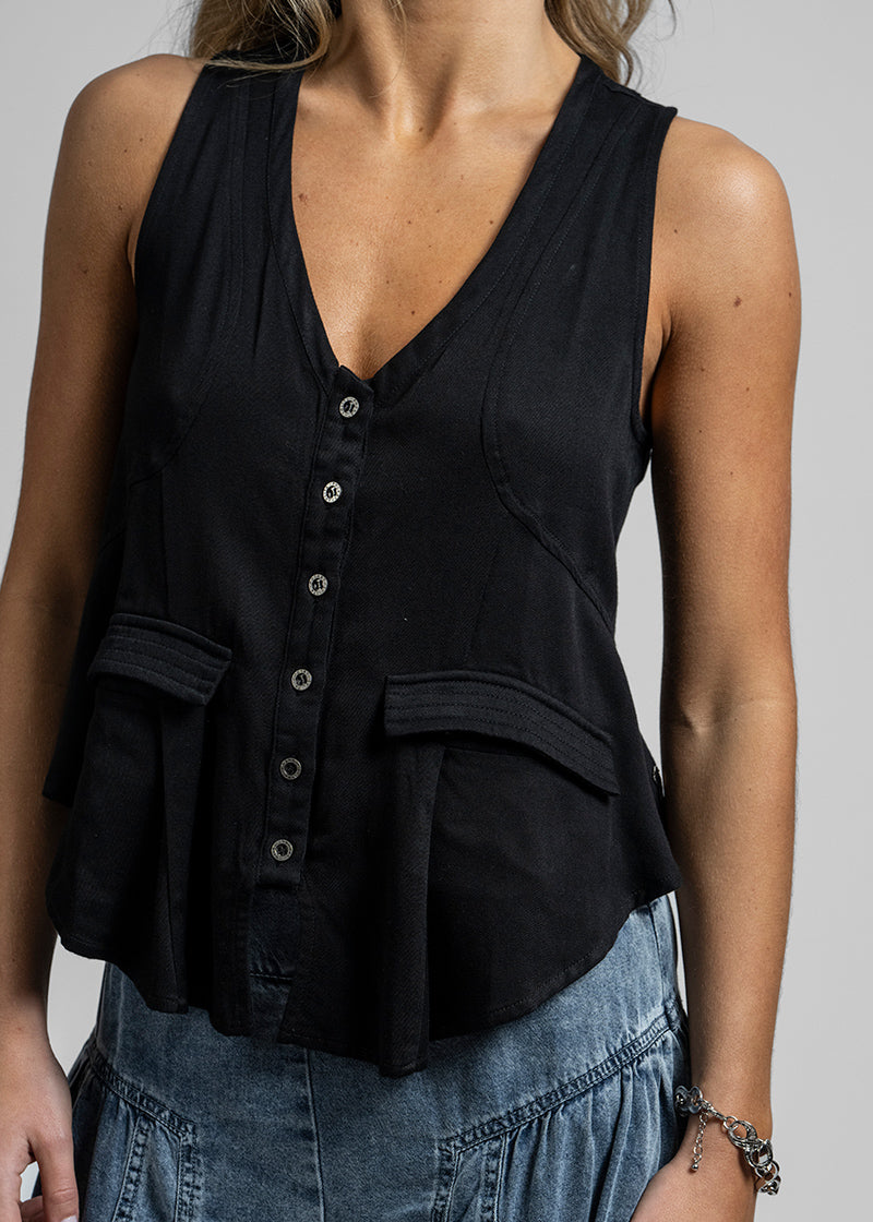 VEST HIPPIE JO Tencel negro