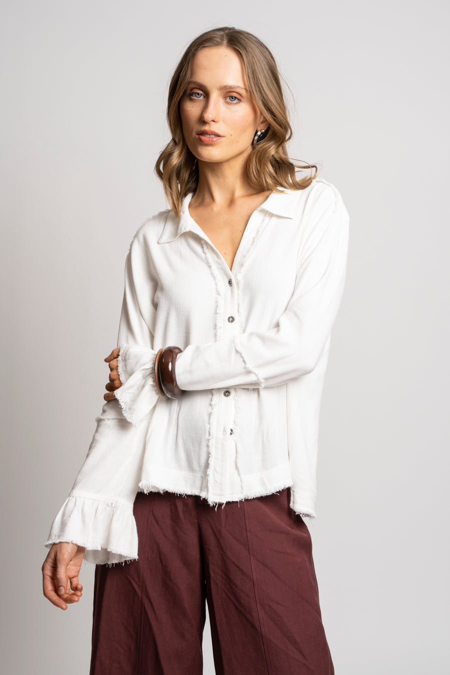 BLUSA SOLE Lino blanco