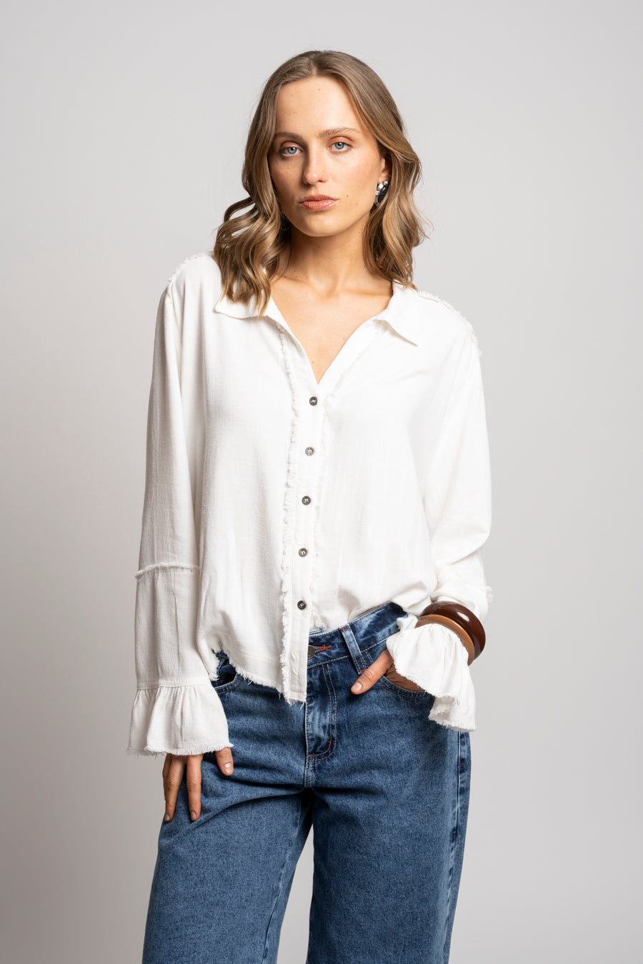 BLUSA SOLE Lino blanco