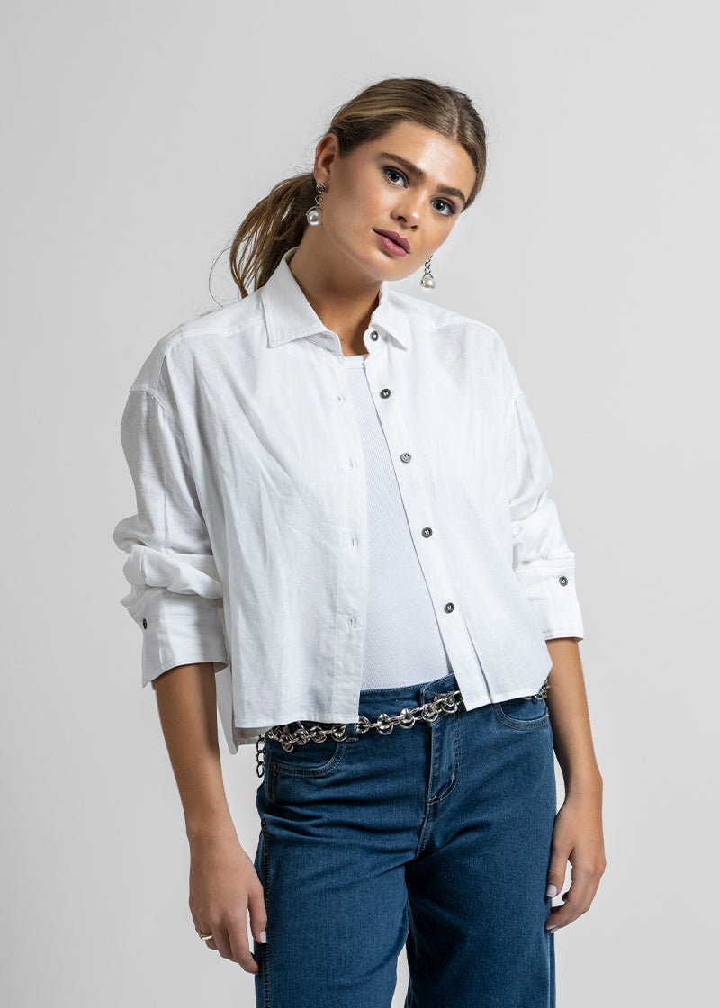 BLUSA MARÍA Lino blanco