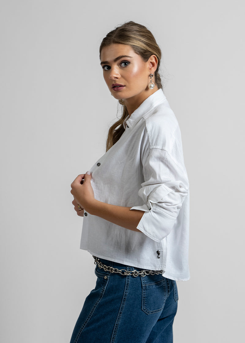 BLUSA MARÍA Lino blanco