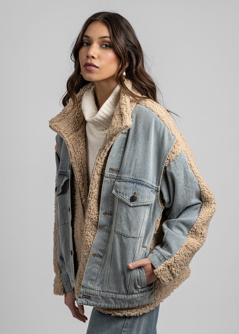 CHAQUETA BÁRBARA denim/beige