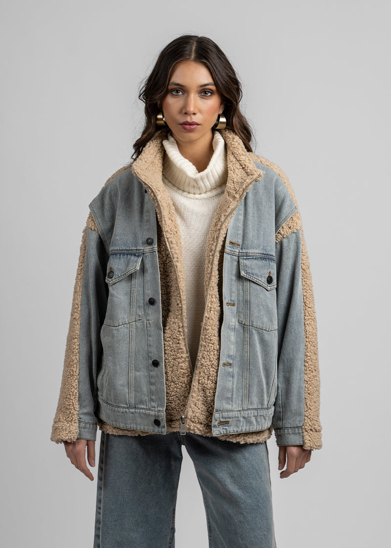 CHAQUETA BÁRBARA denim/beige