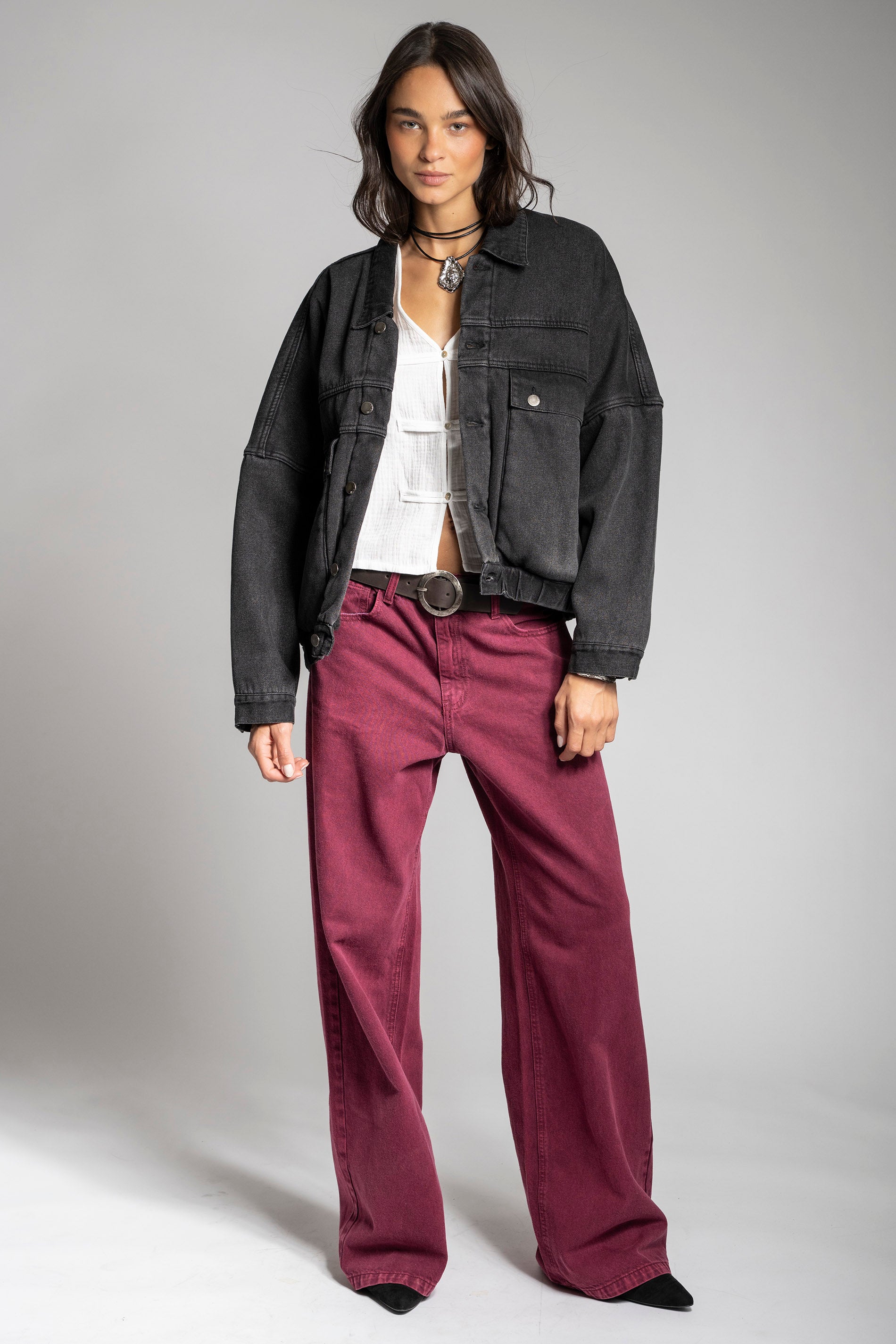 JEANS JOSEFA Wide Leg burdeo