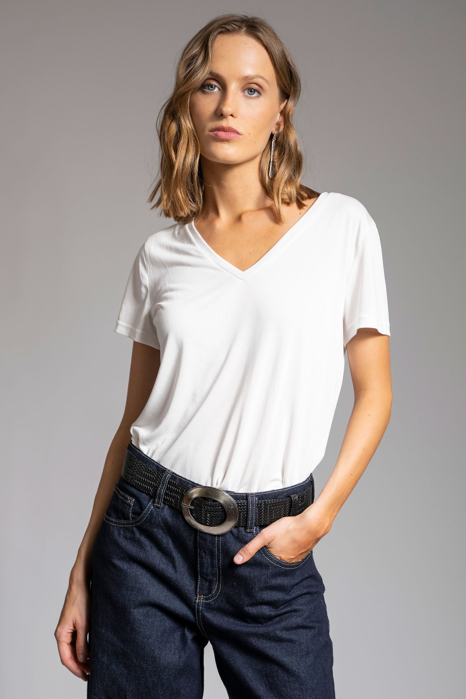 CINTURÓN CUERO OVION negro tipo mimbre