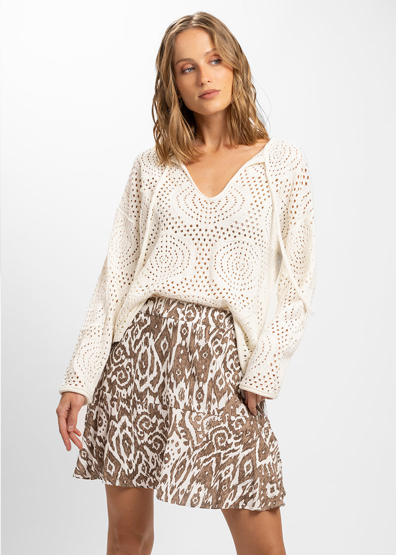 FALDA FRAN P café/blanco