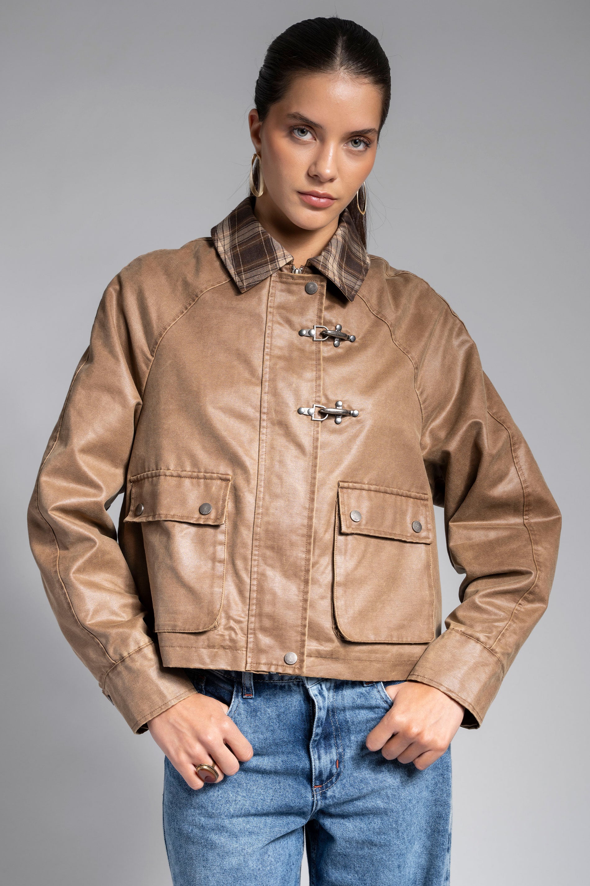 CHAQUETA HARRIET camel/checks
