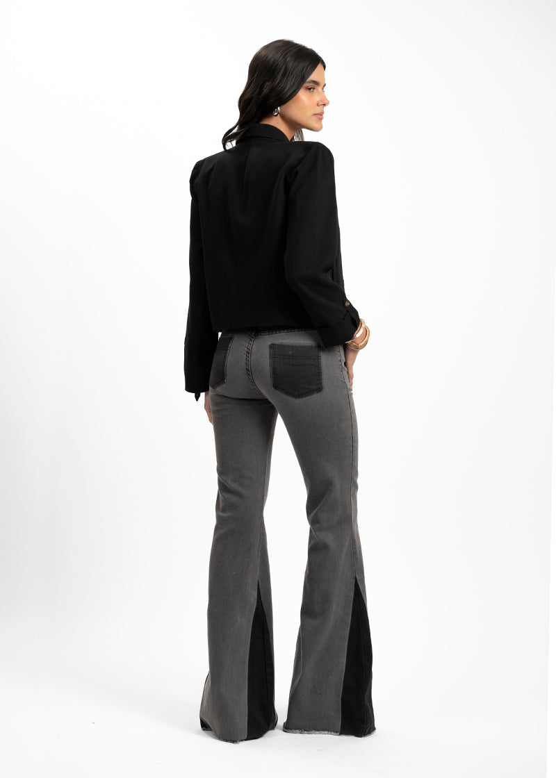 JEANS FLARE TIRO MEDIO ADA gris bicolor