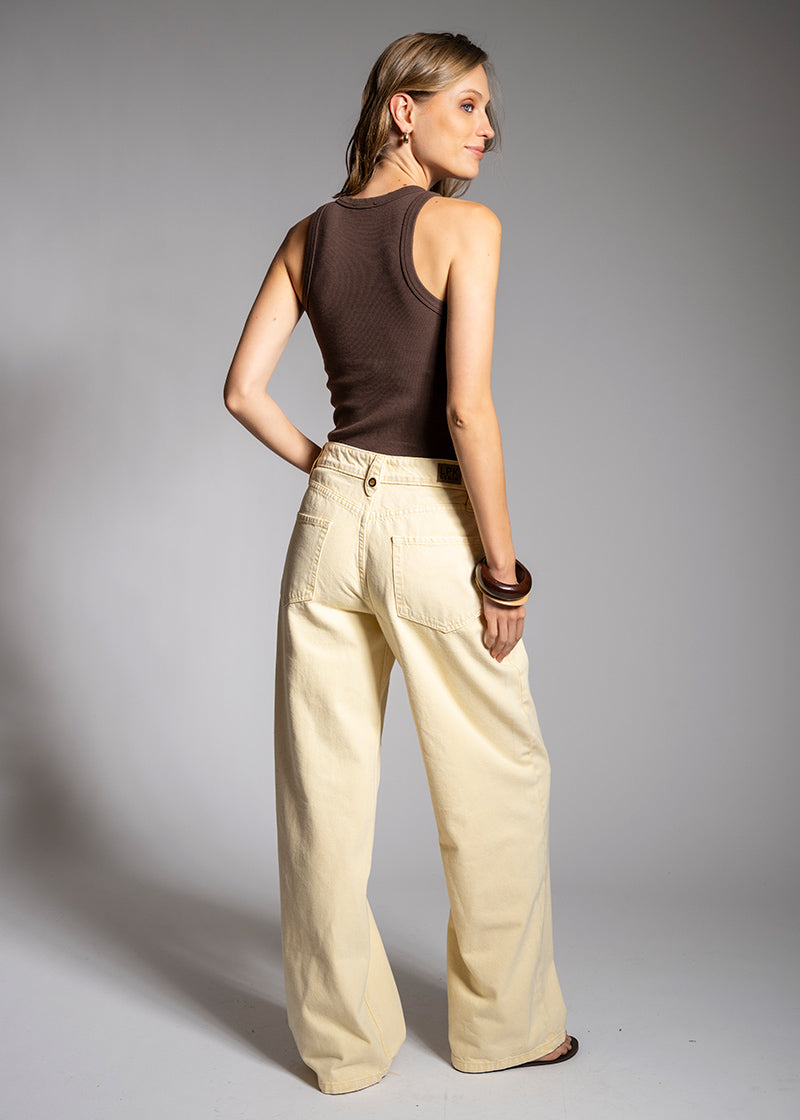 JEANS WIDE LEG JAVIERA  Tiro medio amarillo
