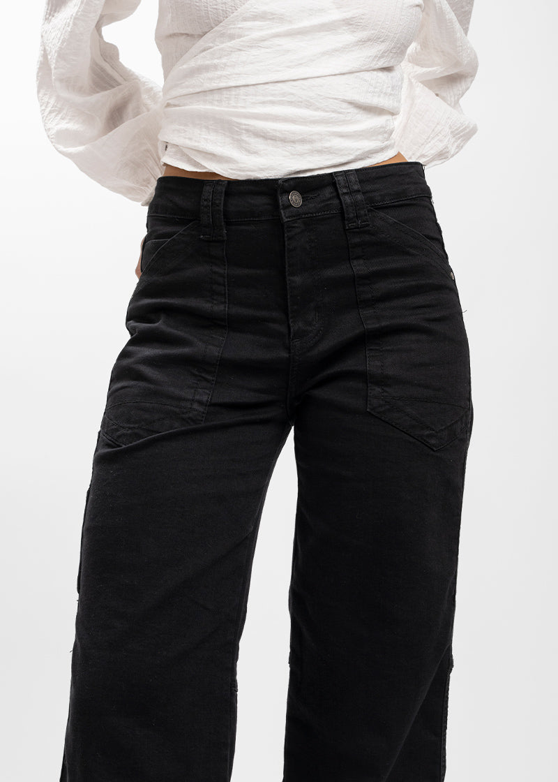 JEANS RECTO TIRO ALTO AME negro