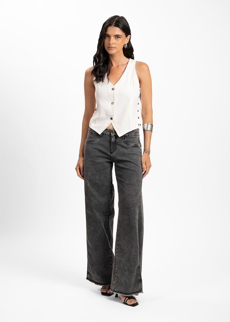 JEANS PALAZZO TIRO MEDIO ANNA gris gravillado