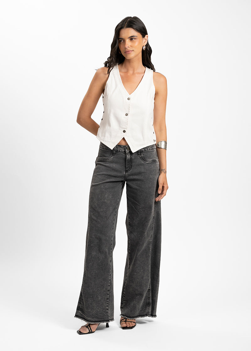 JEANS PALAZZO TIRO MEDIO ANNA gris gravillado