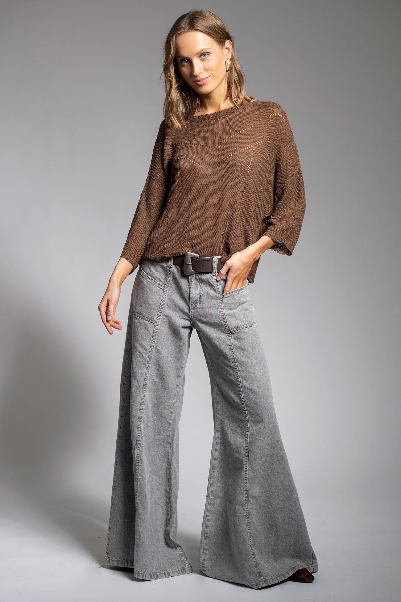 JEANS PALAZZO TIRO MEDIO ARIANNA gris