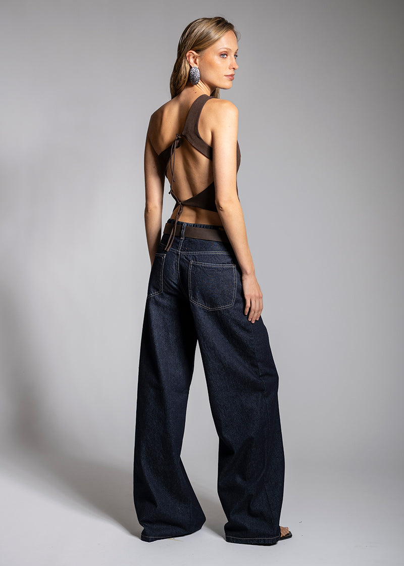 JEANS WIDE LEG TIRO ALTO JOSEFA azul R