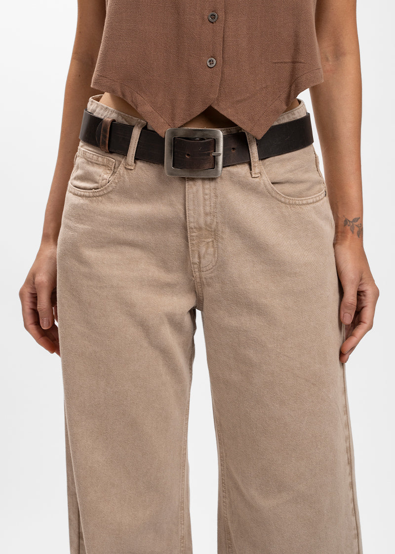 JEANS WIDE LEG TIRO ALTO JOSEFA beige