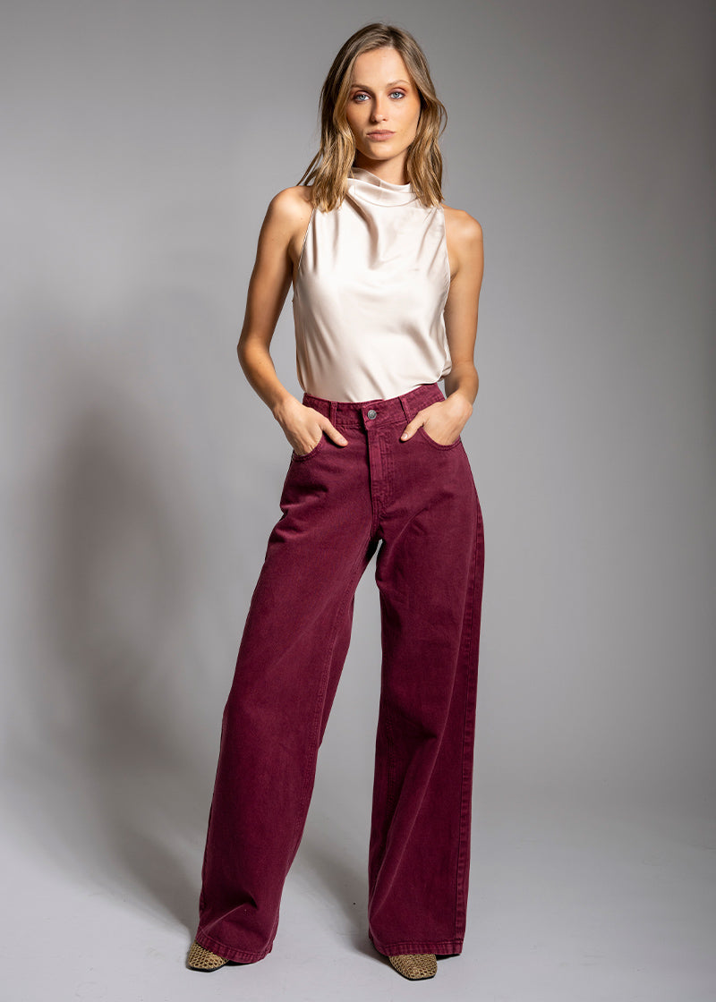 JEANS JOSEFA Wide Leg burdeo