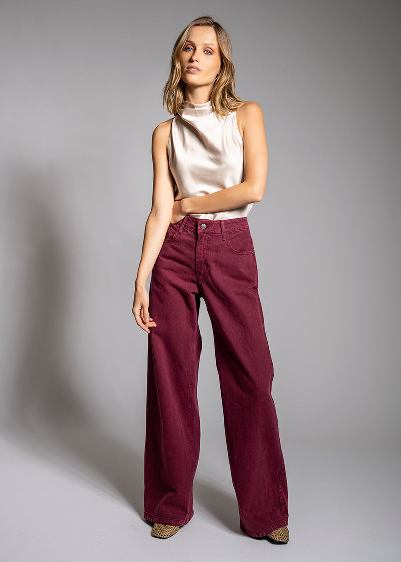 JEANS JOSEFA Wide Leg burdeo