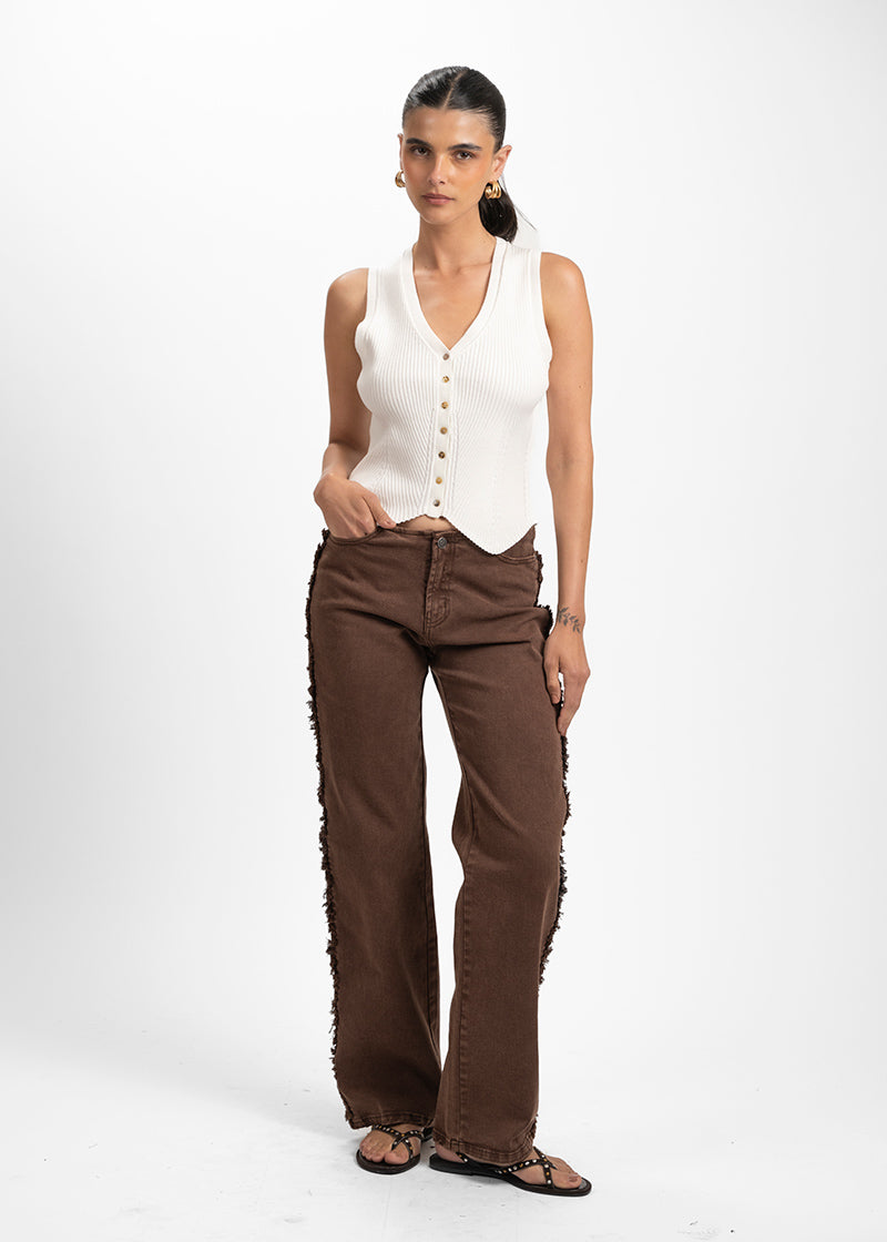 JEANS LEVA  RECTO TIRO BAJO café