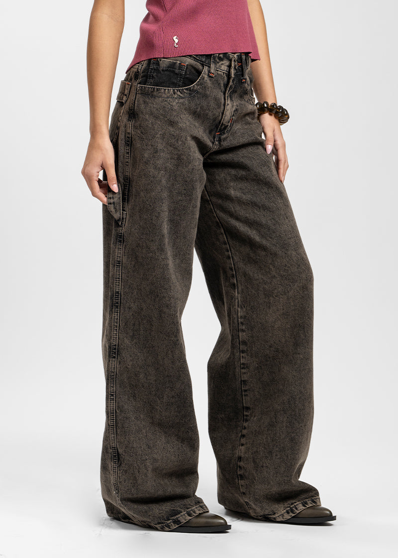 JEANS WIDE LEG TIRO MEDIO LIDIA GRIS