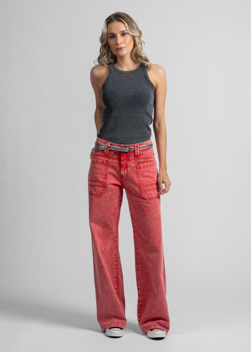 JEANS TALI Wide Leg rojo