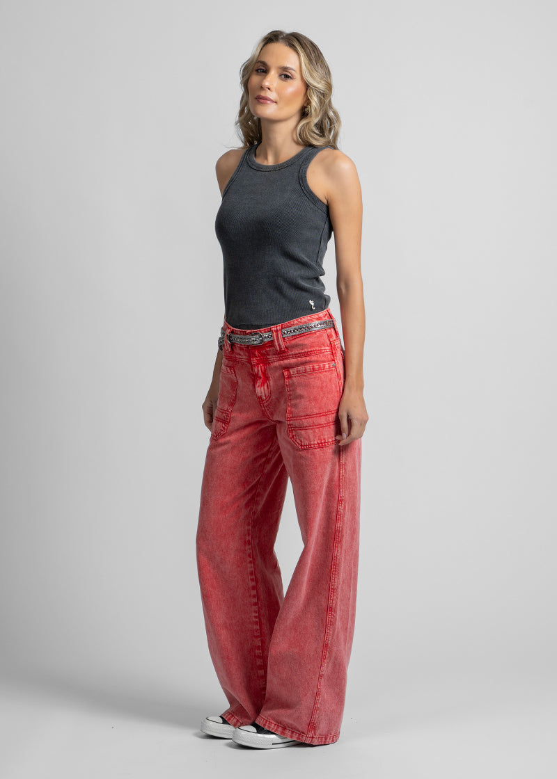 JEANS TALI Wide Leg rojo