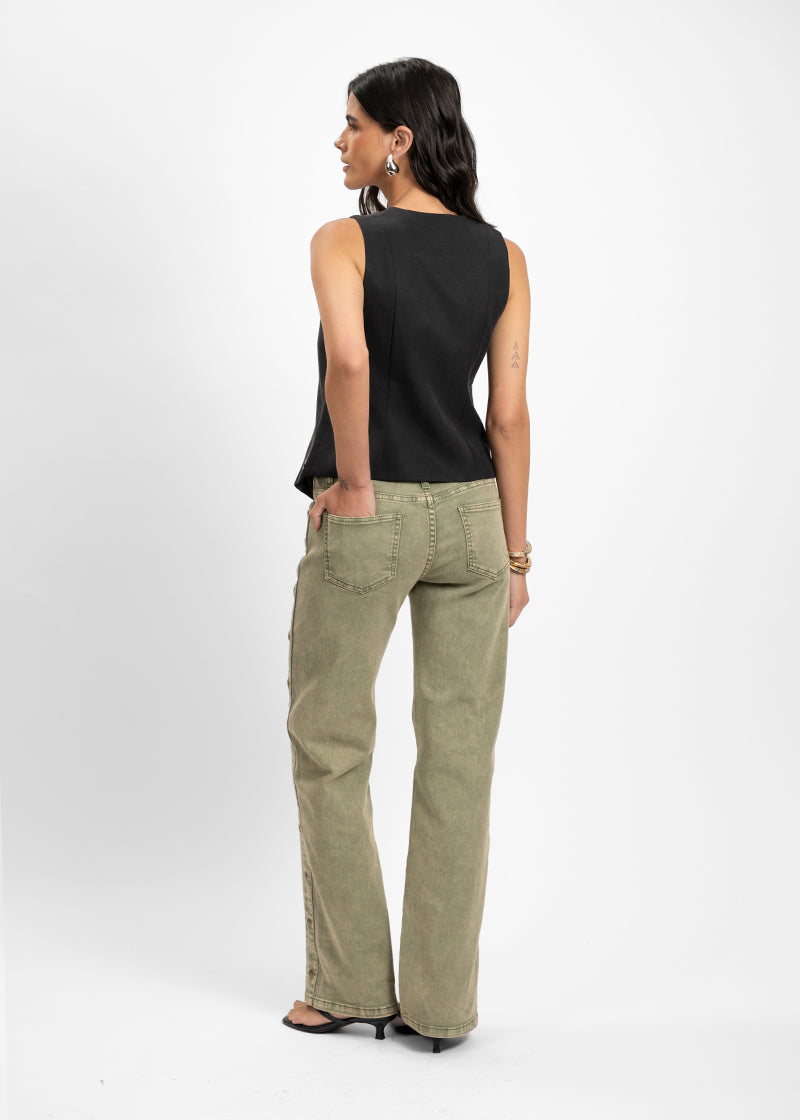 JEANS ZENDA RECTO TIRO MEDIO verde