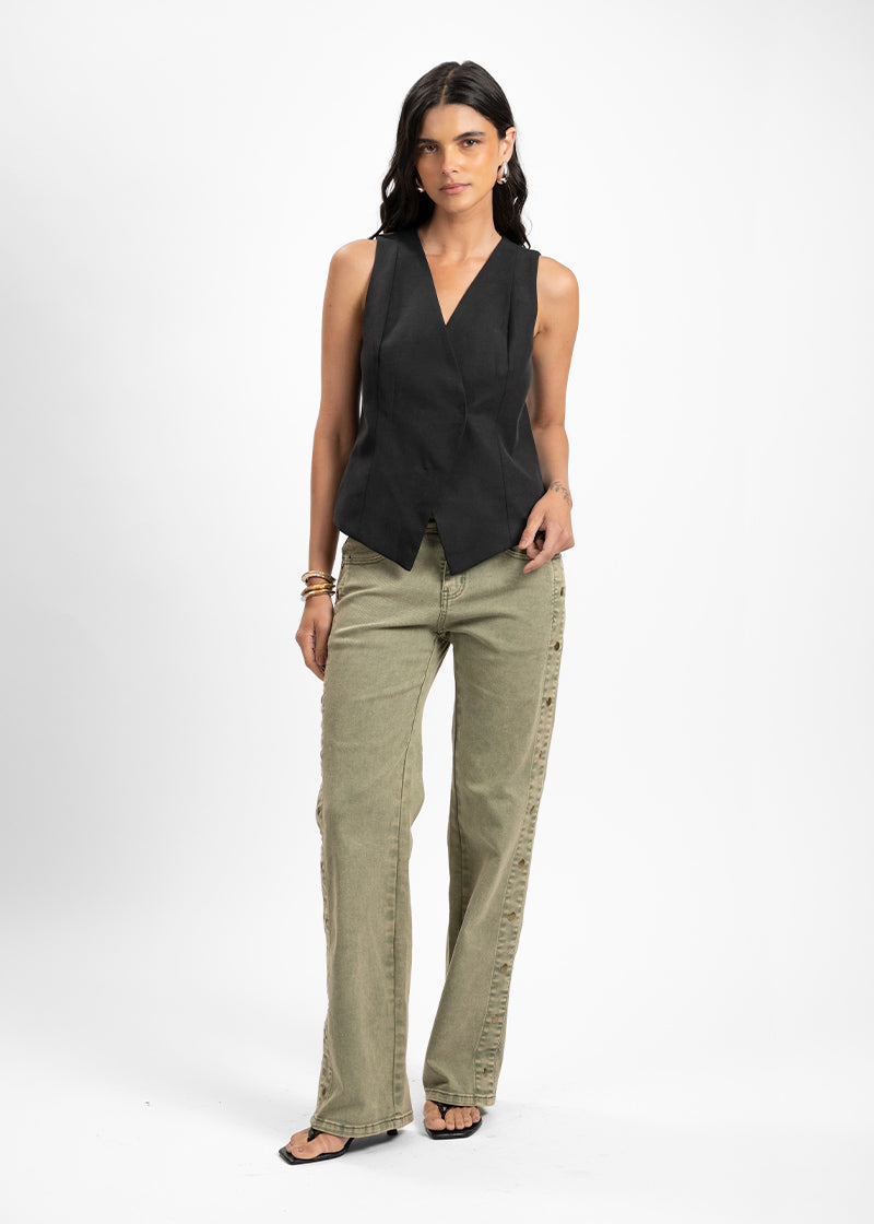 JEANS ZENDA RECTO TIRO MEDIO verde